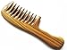 Myhsmooth Gsp-2w-wt Wide Tooth Wood Handmade Natural Green Sandalwood No Static Comb with Wavy Handle with Aromatic Scent for Detangling Curly Hair and Gift(7.4