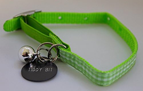 SUMMER COLOURS CAT / KITTEN FULLY ADJUSTABLE COLLAR INCLUDES BELL & DOUBLE SIDED ID TAG (GREEN & SILVER ID TAG)