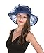SAFERIN Women's Kentucky Derby Sun Hat Church Cocktail Party Wedding Dress Organza Hat Two Tone Color (Navy with Sapphire Blue Line)