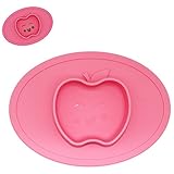 Silicone Baby Placemat Bowl-Highchair Feeding Tray Round Suction plate for Kids Toddlers Kitchen Dining Table with Built in Bowl, Weaning travel Bowl for Children 2017 NEW (Rose Red)