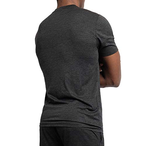 Alive Men's Tee Shirt Active Quick Dry Workout Short Sleeve Shirts Crew Neck (Black Heather, Medium)