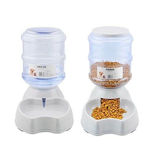 meleg otthon Pet Water Feeder Dispenser, Automatic Pet Waterer,Dog Cat Water Food Combo,Pet Water Dispenser Station,Automatic Gravity Water Drinking Fountain Bottle Bowl Dish Stand 1Â Gal(3.8L)