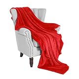 Exclusivo Mezcla Large Flannel Fleece Velvet Plush Throw Blanket - 50" x 70" (Red)