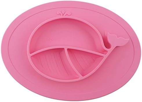 Baby Highchair Placemat - Round Silicone Suction Whale Feeding Tray for Toddlers and Children - Made With Food Grade Silicone, Suitable for Microwave, Deep-freezer & Easy to Clean (Pink)