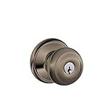 Schlage F51A GEO 620 Georgian Knob Keyed Entry Lock, Antique Pewter