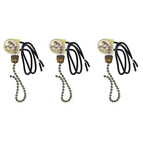 Pull Chain Switch Zing Ear ZE-109 Ceiling Fan Switch Ceiling Fan Light Lamp Replacement 3 Pack Bronze