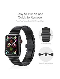 Correa de metal de acero inoxidable para recambio de Oittm para reloj Apple, correa para muñeca con cierre plegable de doble botón de metal para reloj Apple iWatch, Gris (Space Grey)