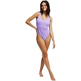 COTTON ON Women's Low-Back One-Piece Swimsuit (Ariel Purple Crinkle, Small)