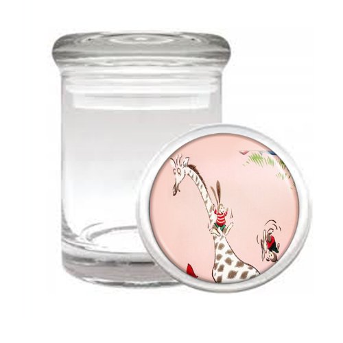 Click Here to See More Images 1960s Or 70s Mod Giraffe Odorless Air Tight Medical Glass Jar D-500