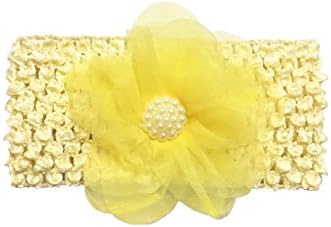 Comfortable Baby Girl's Party Yellow Flower Pearl Headbands Elastic hairband