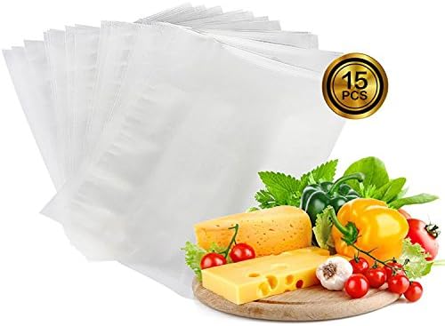 Vacuum Sealer Bags, Qiandy Sous Vide Bags Food Storage Pouches, Food-Grade, BPA-Free, 15pcs 7.9x9.8inch, for Food Preservation, Valuables and Documents Storage
