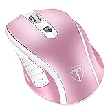 VicTsing MM057 2.4G Wireless Portable Mobile Mouse Optical Mice with USB Receiver, 5 Adjustable DPI Levels, 6 Buttons for Notebook, PC, Laptop, Computer, Macbook - Pink