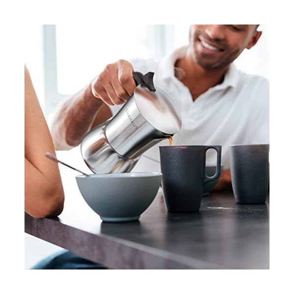 LuxHaus Stovetop Espressokocher – 9 Tassen Mokkakanne Kaffeemaschine – 100% Edelstahl – Bild 5