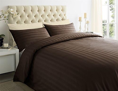 KV Collection Hotel Quality 650-Thread-Count Egyptian Cotton King Size 4pc Sheet Set With 12 Inch Deep Pocket Brown Striped