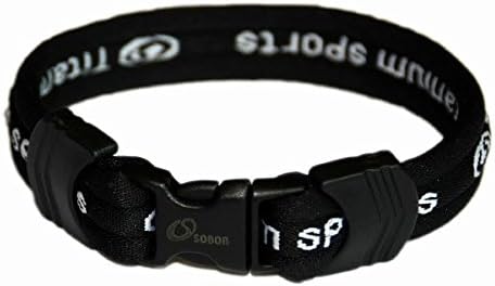 Germanium & Titanium Energy Balance Sports Health 1200 anion bracelet by Sobon (Black, L - 8.4")