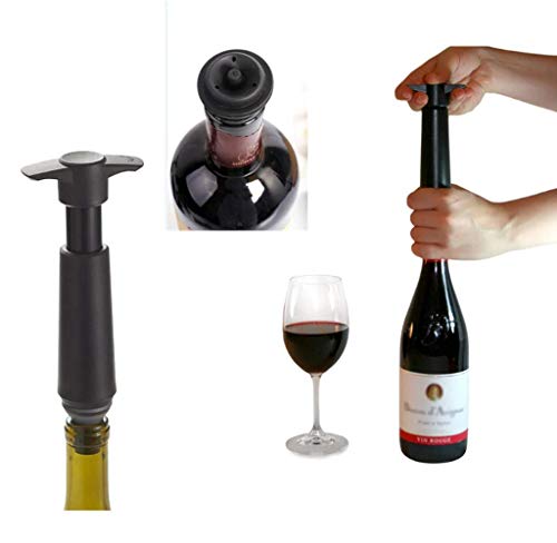 Wine Saver Pump Preserver with 4 Vacuum Bottle Stoppers,Original United Saver with Reusable Rubber Stoppers - Black