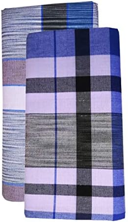 Kajaali No:1 Cool Cotton Lungis for Men, Set of 2 (Multi Colour)/Assorted Colours or Checks
