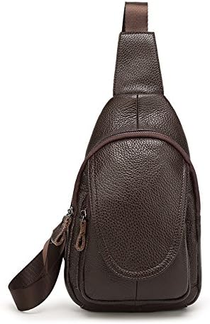 SIFINI Hiking Sling Backpack Top Genuine Leather Traveling Chest Bag for Men and Women (coffee)
