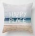 HLPPC Hot Sale My Happy Place Beach Polyester Throw Pillow 18 x 18 Inches