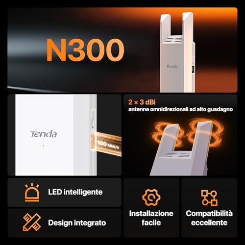 Ripetitore WiFi Extender e Access Point, Velocità Single Band 300Mbps, Porta Ethernet, Copertura fino a 120 m², Compatibile con i principali modem router Wi-Fi, Bianco(R10)