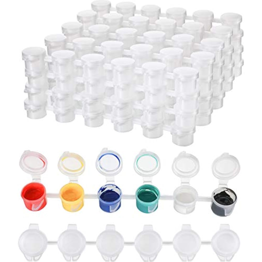 24 Strips Empty Paint Cup Pots Clear Storage Containers Painting Arts