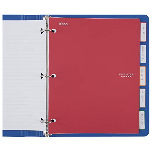 Five Star Binder Dividers, 5 Tabs, Red, Cobalt Blue, Bright Orange