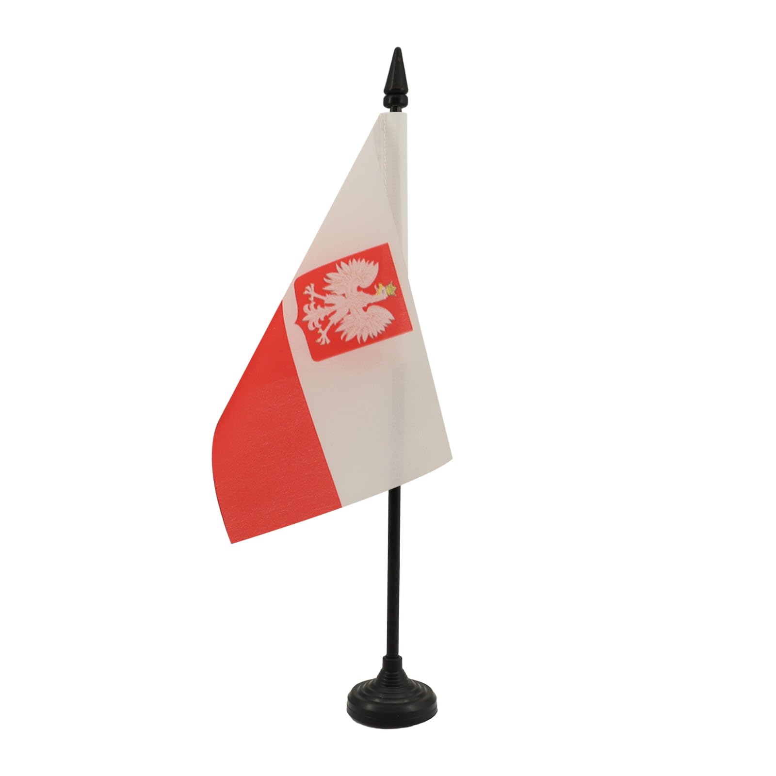 AZ FLAG - Poland with eagle Table Flag 4'' x 6'' - Polish coat of arms Office Mini Banner 100% Polyester 15 x 10 cm - Mini Desk Flag with 10'' Pole and Black Plastic Base