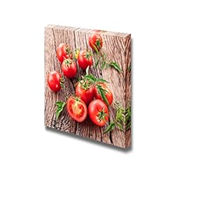 Canvas Prints Wall Art - Fresh Red Tomatoes on Wooden Table | Modern Wall Decor/Home Art Stretched Gallery Canvas Wraps Giclee Print & Ready to Hang - 12" x 12"