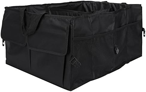 HeLong Trunk Organizer,Large Collapsible Trunk Storge Box For Auto Car,SUV,Truck With Black,Blue-Best Grocery Trunk Storge Bins (522628.5CM, Black)