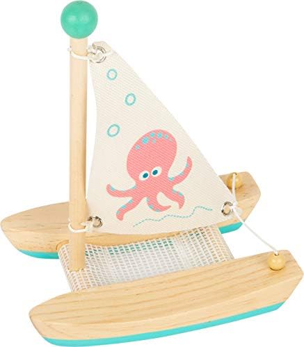 Small Foot 11656 Wooden Octopus Catamaran, Swimming Toy for The Water for Children Aged 24+ Months Bath, Blue - Image 3