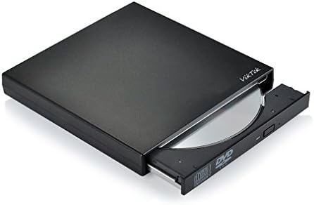 VikTck External CD Drive,USB 2.0 Slim Portable External CD/DVD-RW Player/Writer/Burner For Windows 2000/XP/Vista/Win 7/Win 8/Win 10,for Apple MacBook, Laptops, Desktops, Notebooks (Black)