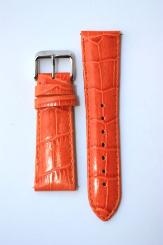 12mm Orange Italian Leather Alligator Grain QR Pins for Michele Style
