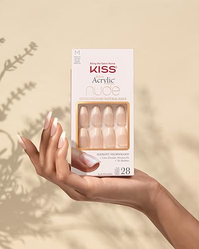 KISS Salon Acrylic French Manicure Set, ‘Leilani’, Medium Length, Nude Square Press-On Nails, Includes Pink Gel Nail Glue 0.07 Oz, Mini Nail File, Manicure Stick, and 28 Fake Nails, 31 Piece Set - Image 9