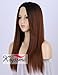 K’ryssma Ombre Synthetic Wigs Brown - Natural Looking 2 Tone Black Roots Machine Made Middle Part Long Straight Dark Brown Wig Heat Resistant 16 inches