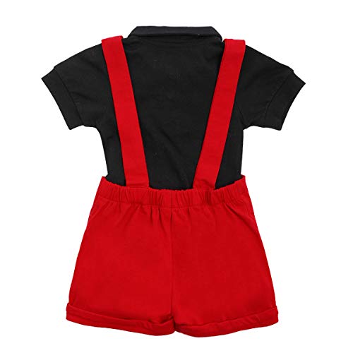 Mickey-outfit voor pasgeborenen, uniseks, voor de eerste verjaardag, rompertje, vlinderdas, bretels, shorts en… - Image 3