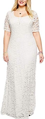 Women's Plus Size Dress Evening Wedding Party Lace Short Sleeve High Waist Plus Size Dress Size UK 14-30