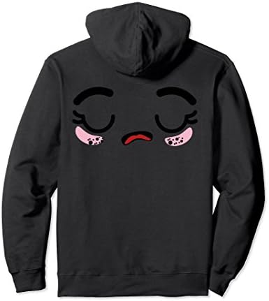 Unisex kawaii face Cute hoodie Junior Tops Teen Girls Graphic Small Black