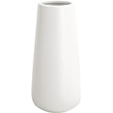11 Inch Tall Matt White Ceramic Vase for Flowers & Pampas Grass, Classic Rustic Style Decorative Vases for Home Decor Table Centerpieces