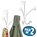 mDesign Decorative Over Door 4 Hanging Hooks, Steel Storage Organizer Rack for Coats, Hoodies, Hats, Scarves, Purses, Leashes, Bath Towels, Robes, Mens and Womens Clothing, 2 Pack - White