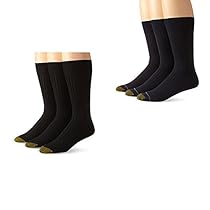 Gold Toe Men's Classic Canterbury Crew Socks 3-Pack,Black/Navy One Size