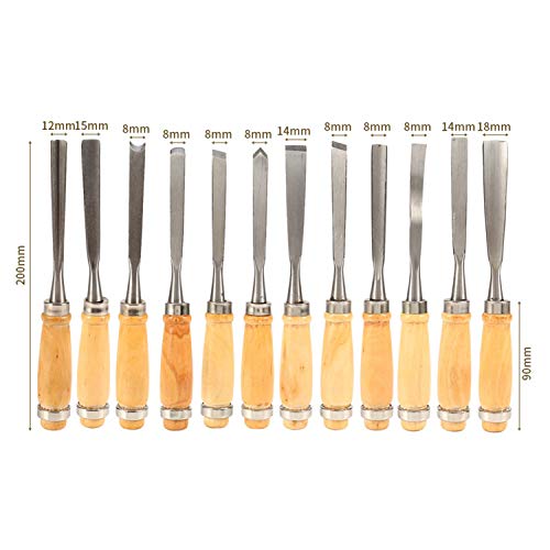 Lehom Wood Carving Tools Set of 12 Full Size Wood Chisel Tool Wood Hand Carving Gouge Set Carbon Steel Sculpting Chisels with Canvas Case for Beginners Hobbyists