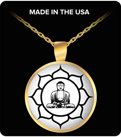 Gautama Buddha Necklace - Shakyamuni Siddhartha Buddhist Rulai Sage Statue in Lotus - Decorative Buddha Pendant Charm for Peace of Mind - For Meditation