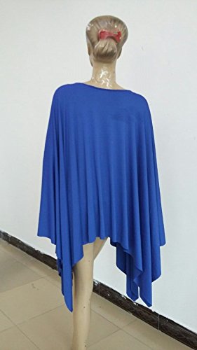 Women\'s Loose Bat Wing Dolman Poncho Tunic Dress Top Royal Blue S