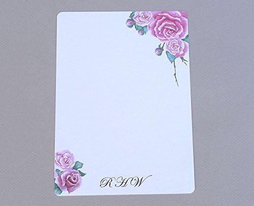 Personalized Women's Custom Monogrammed Stationery, Floral Monogram Stationary Set, Rose Bouquet Personalized Women's Flat Note Cards With Envelopes, Thank You Notes