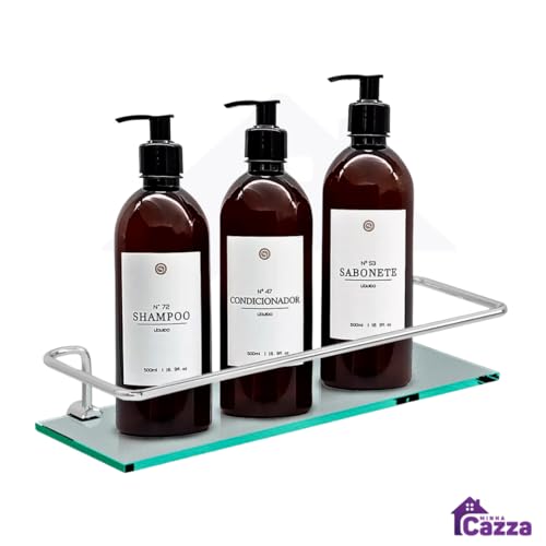 Kit 02 Porta Shampoo Suporte De Banheiro Shampoo Reto Vidro 6mm Acompanha Parafusos