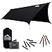 Everest Hammock Rain Fly | Waterproof Outdoor Tarp | Perfect for Camping, Backpacking, Tents, Hammocks, and More | Ripstop Nylon | Lightweight Aluminum Stakes Included - Black