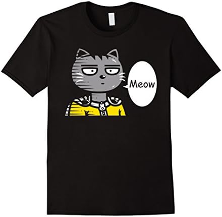 Men's Punch Meow T-shirt Funny Cat Lovers Gift Large Black