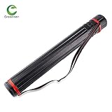 Greensen Arrow Quiver, Adjustable Archery Case Hunting Back Arrow Quiver Tube with Back Strap, Extendable Telescopic Archery Case Holder, Black