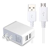 LG V10 Charger 2.1Amp 2-Port Adapter for Travel Home Wall with 3 feet Micro USB Charging Cable Cord