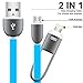 Jiale 2 Pack 2in1 Charging Cable, 3.3ft Retractable Lightning&Micro USB Data Transfer Connector Cable iPhone/iPad/iPod/Samsung/HTC/Sony Other Andriod Device (Blue)